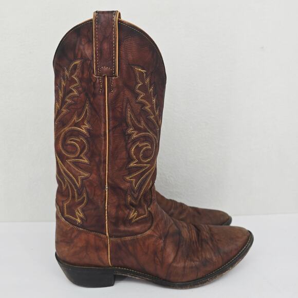 Vintage Justin Men's Marbled Deerlite Western Boots Brown 11